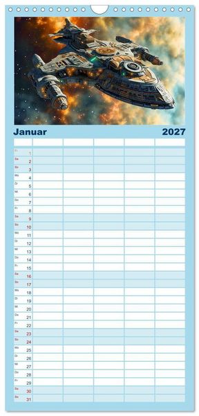 Produktbild: Familienplaner 2027 - Raumschiffe - Im Universum durch Raum und Zeit mit 5 Spalten (Wandkalender, 21 x 45 cm) CALVENDO