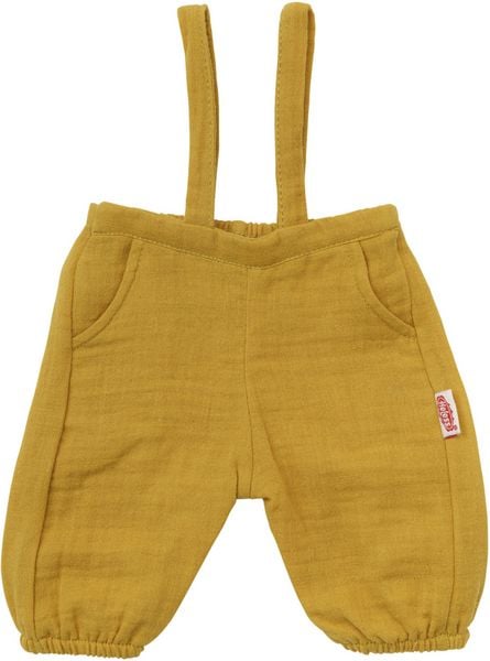 Produktbild: Puppen-Latzhose aus 100 % Bio-Baumwolle, honiggelb, mit wei&szlig;em T-Shirt, 2-teilig