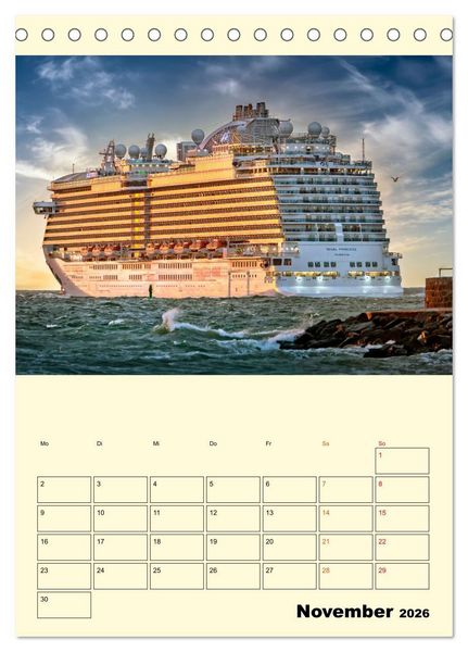 Produktbild: Kreuzfahrtschiffe - die Welt ist dein Ziel (Tischkalender 2026 DIN A5 hoch), CALVENDO Monatskalender