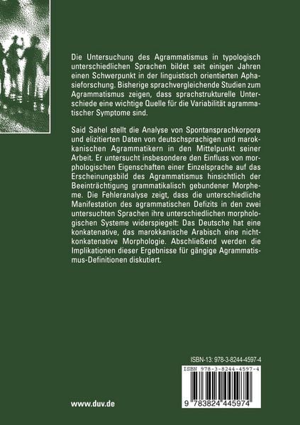 Produktbild: Agrammatismus im Deutschen und im marokkanischen Arabisch