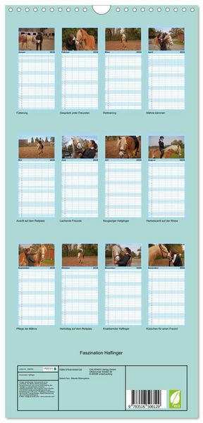 Produktbild: Familienplaner 2026 - Faszination Haflinger mit 5 Spalten (Wandkalender, 21 x 45 cm) CALVENDO