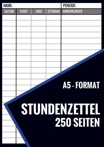 Produktbild: Stundenzettel - 250 Seiten - Format A5