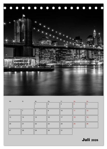 Produktbild: NEW YORK CITY Monochrome Stadtansichten (Tischkalender 2026 DIN A5 hoch), CALVENDO Monatskalender