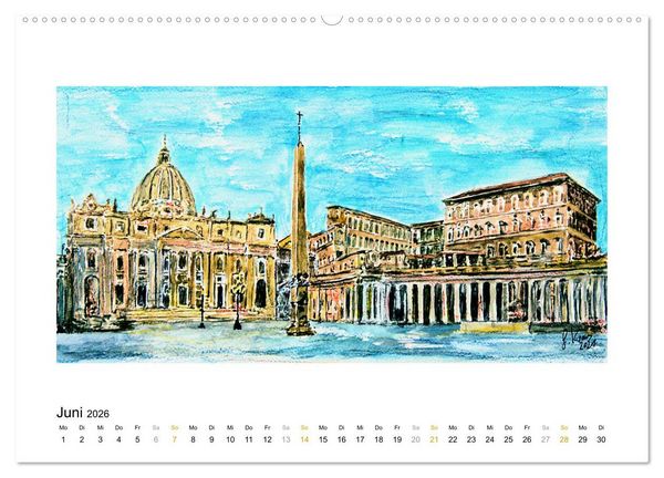 Produktbild: ROM In stillen Aquarellen (hochwertiger Premium Wandkalender 2026 DIN A2 quer), Kunstdruck in Hochglanz