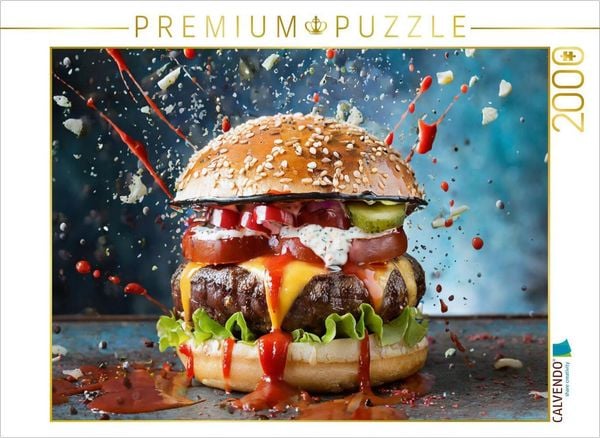 CALVENDO Puzzle Burger Explosion | 2000 Teile Lege-Größe 90x67cm Foto-Puzzle für glückliche Stunden