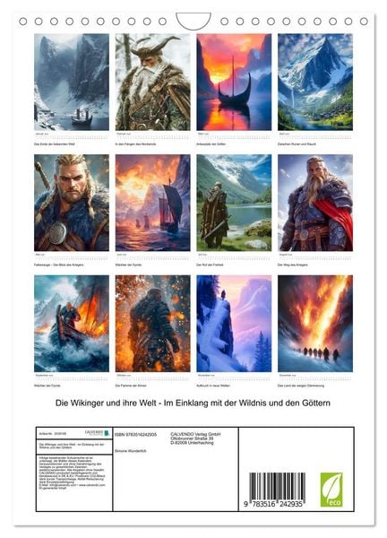Produktbild: Die Wikinger und ihre Welt - Im Einklang mit der Wildnis und den G&ouml;ttern (Wandkalender 2026 DIN A4 hoch), CALVENDO Monatskalender