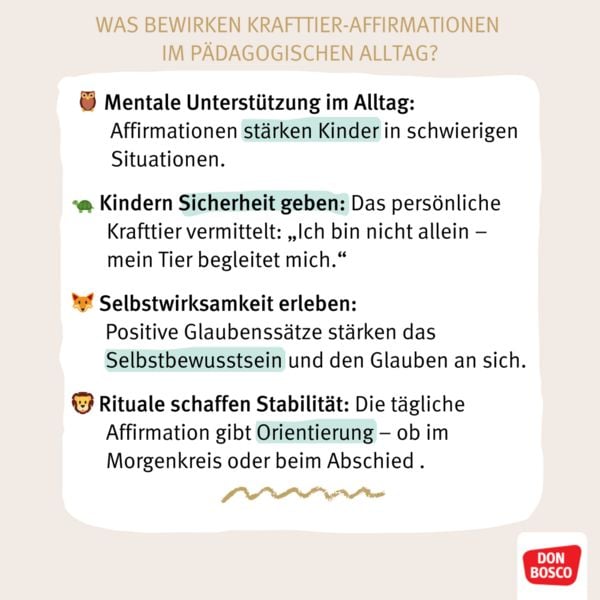 Produktbild: Krafttier-Affirmationen f&uuml;r Kinder