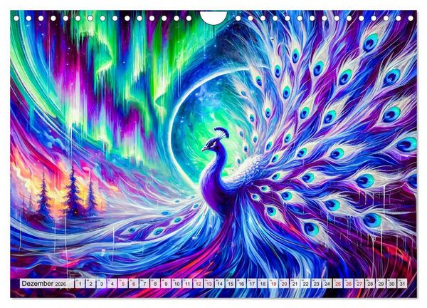 Produktbild: Tanz der Pfauen - Jahreszeiten in abstrakter Eleganz (Wandkalender 2026 DIN A4 quer), CALVENDO Monatskalender