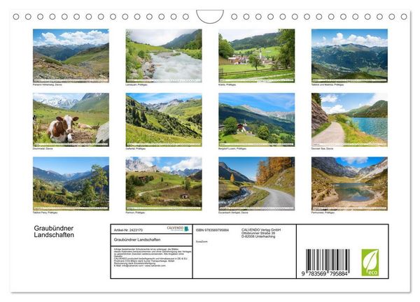 Produktbild: Graub&uuml;ndner Landschaften (Wandkalender 2027 DIN A4 quer), CALVENDO Monatskalender