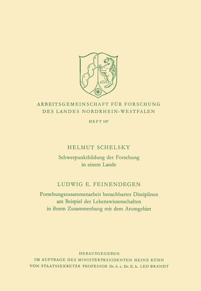 Produktbild: Schwerpunktbildung der Forschung in einem Lande. Forschungszusammenarbeit benachbarter Disziplinen am Beispiel der Lebenswissenschaften in ihrem Zusam