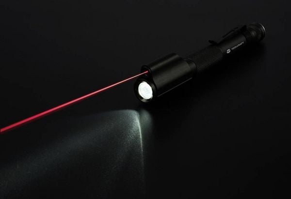 Produktbild: TOOLCRAFT Penlight mit roter Laserpointer mit G&uuml;rtelclip batteriebetrieben 150 lm 1.16 h 57 g