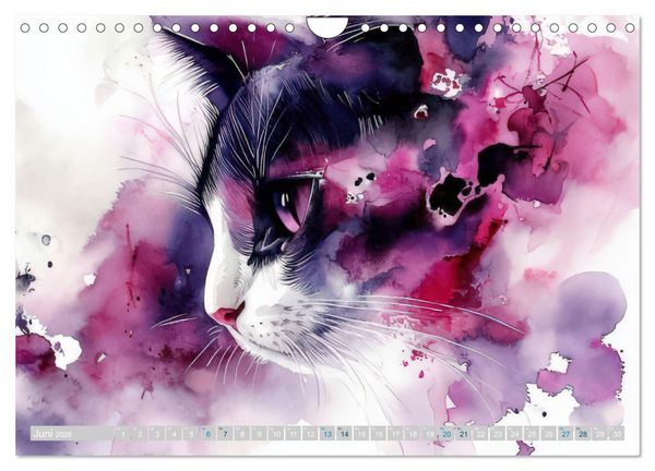 Produktbild: Katzensymphonie in Aquarell (Wandkalender 2026 DIN A4 quer), CALVENDO Monatskalender