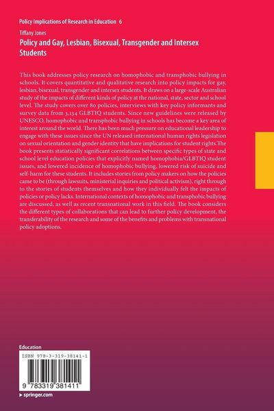 Produktbild: Policy and Gay, Lesbian, Bisexual, Transgender and Intersex Students
