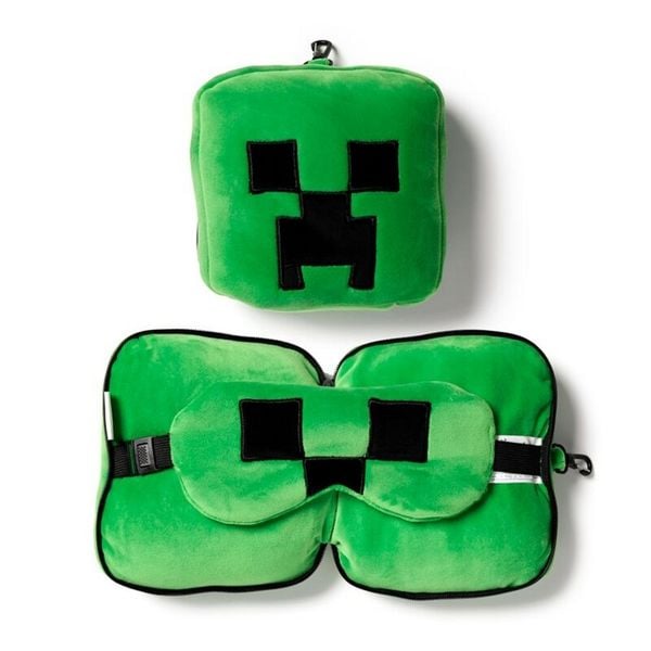 Produktbild: Relaxeazzz Pl&uuml;sch Minecraft Creeper Reisekissen & Schlafmask