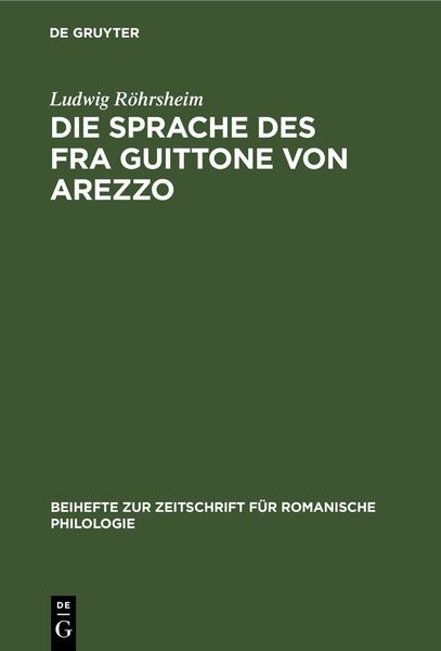 Produktbild: Die Sprache des Fra Guittone von Arezzo