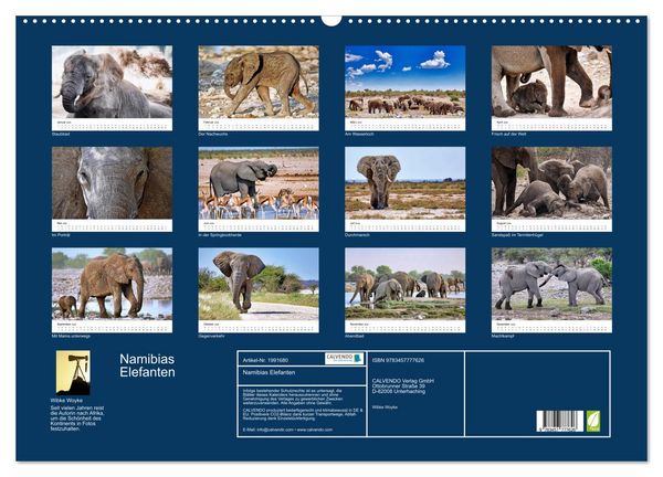 Produktbild: Namibias Elefanten (Wandkalender 2026 DIN A2 quer), CALVENDO Monatskalender