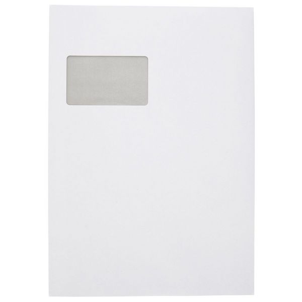 Produktbild: Idena Faltentasche 120g/m&sup2; haftklebend mit Fenster wei&szlig; DIN C4 100 St&uuml;ck 2cm Boden