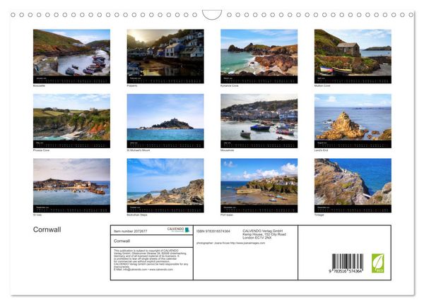 Produktbild: Cornwall (Wall Calendar 2026 DIN A3 landscape), CALVENDO 12 Month Wall Calendar