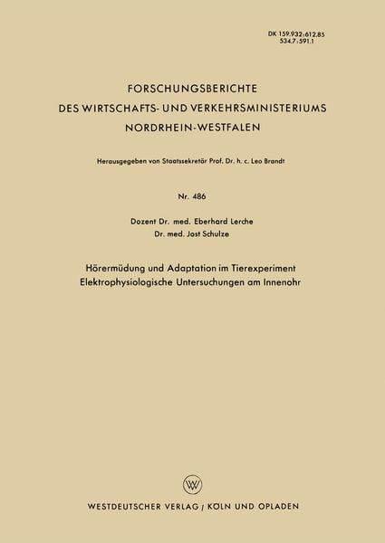 Produktbild: H&ouml;rerm&uuml;dung und Adaptation im Tierexperiment Elektrophysiologische Untersuchungen am Innenohr