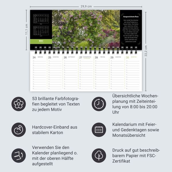 Produktbild: Die Welt der G&auml;rten Premium-Tischplaner 2027 - Wochenkalender mit 53 Fotografien
