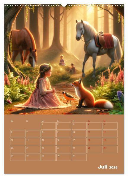 Produktbild: K&ouml;nigliche Momente - Kleine Prinzessin im M&auml;rchenwald (hochwertiger Premium Wandkalender 2026 DIN A2 hoch), Kunstdruck in Hochglanz