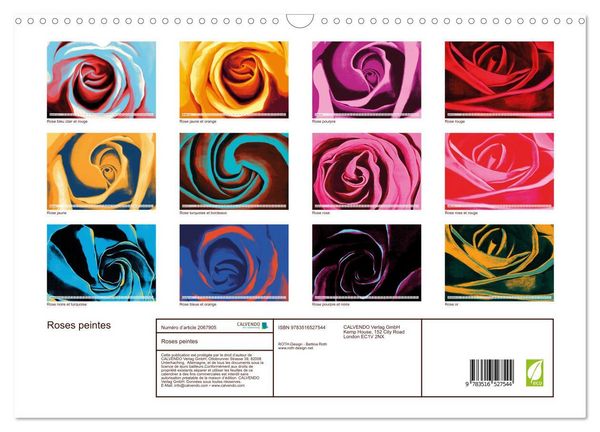 Produktbild: Roses peintes (Calendrier mural 2026 DIN A3 vertical), CALVENDO calendrier mensuel