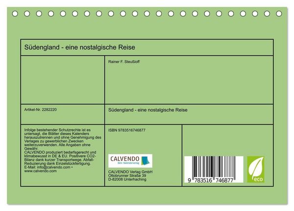 Produktbild: S&uuml;dengland - eine nostalgische Reise (Tischkalender 2026 DIN A5 quer), CALVENDO Monatskalender