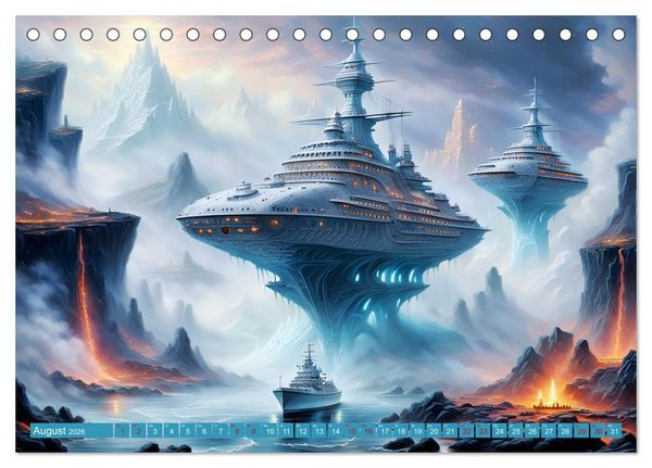 Produktbild: Futuristische Giganten Eine Welt von Morgen (Tischkalender 2026 DIN A5 quer), CALVENDO Monatskalender