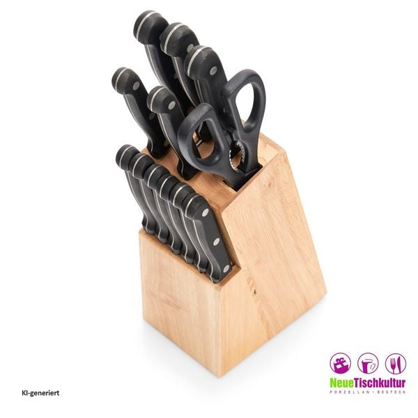 Produktbild: neuetischkultur Messerblock-Set, 13-teilig Gummibaum Messerblock-Set, 13-teilig Gummibaum