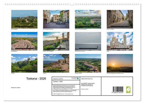 Produktbild: Toskana - 2026 (hochwertiger Premium Wandkalender 2026 DIN A2 quer), Kunstdruck in Hochglanz