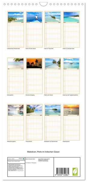 Produktbild: Familienplaner 2027 - Malediven, Perle im Indischen Ozean mit 5 Spalten (Wandkalender, 21 x 45 cm) CALVENDO