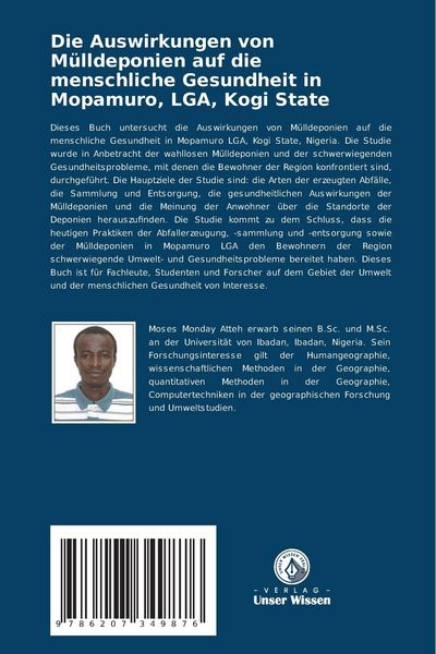 Produktbild: Die Auswirkungen von M&uuml;lldeponien auf die menschliche Gesundheit in Mopamuro, LGA, Kogi State