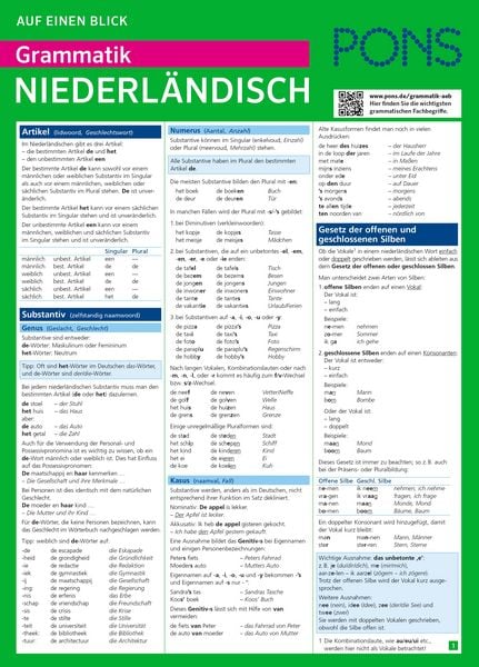 Produktbild: PONS Grammatik auf einen Blick Niederl&auml;ndisch