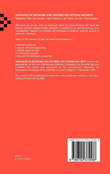 Produktbild: Advances in Network and Distributed Systems Security