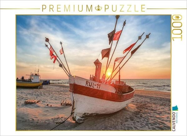 Produktbild: CALVENDO Puzzle Fischerboot im Sonnenuntergang | 1000 Teile Lege-Gr&ouml;&szlig;e 64x48cm Foto-Puzzle f&uuml;r gl&uuml;ckliche Stunden