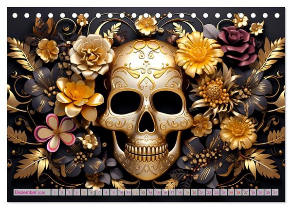 Produktbild: Skull Flower - Totenkopf ART (Tischkalender 2026 DIN A5 quer), CALVENDO Monatskalender