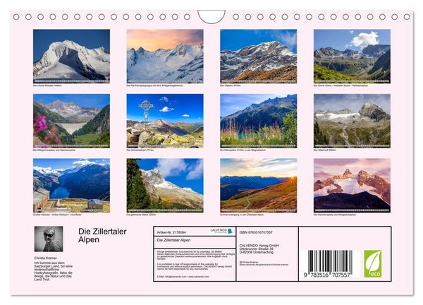 Produktbild: Die Zillertaler Alpen (Wandkalender 2026 DIN A4 quer), CALVENDO Monatskalender