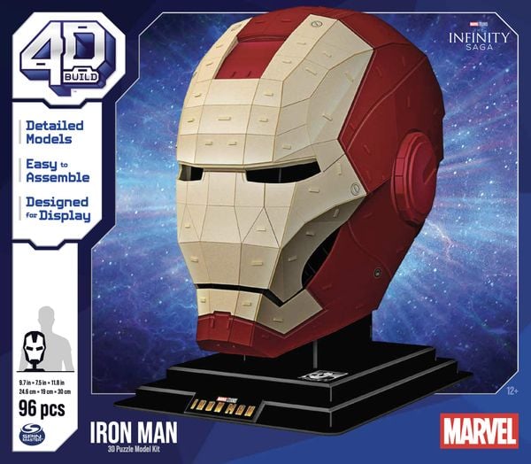 4D Build - Marvel Iron Man-Helm - detailreicher 3D-Modellbausatz aus hochwertigem Karton, 96 Teile, für alle Superhelden