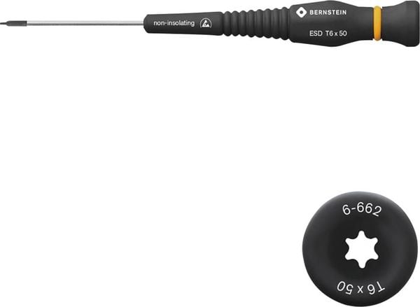 Produktbild: BERNSTEIN Tools for Electronics Elektronik- u. Feinmechanik Torx-Schraubendreher Gr&ouml;&szlig;e (Schraubendreher) T 6 Klingenl&auml;nge: 50 mm 1 St.