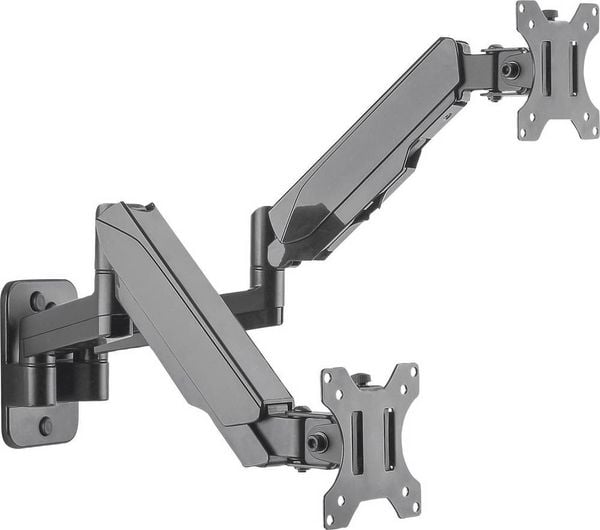 Produktbild: Manhattan 461627 Monitor-Wandhalterung 2 Display(s) 43,2 cm (17") - 81,3 cm (32") Schwarz Drehbar, H&ouml;henverstellbar, Neigbar, Schwenkbar