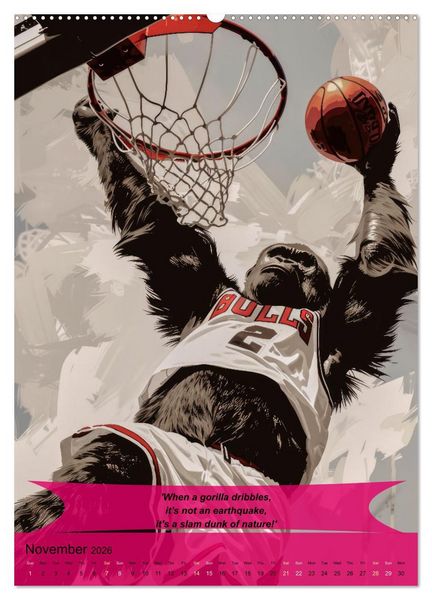 Produktbild: Basketball with funny animals (Wall Calendar 2026 DIN A2 portrait), CALVENDO 12 Month Wall Calendar