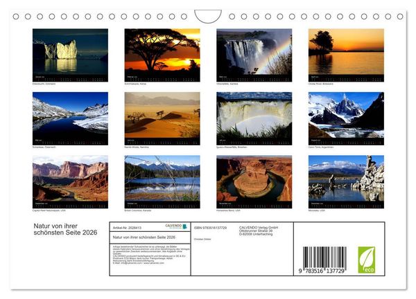 Produktbild: Natur von ihrer sch&ouml;nsten Seite 2026 (Wandkalender 2026 DIN A4 quer), CALVENDO Monatskalender