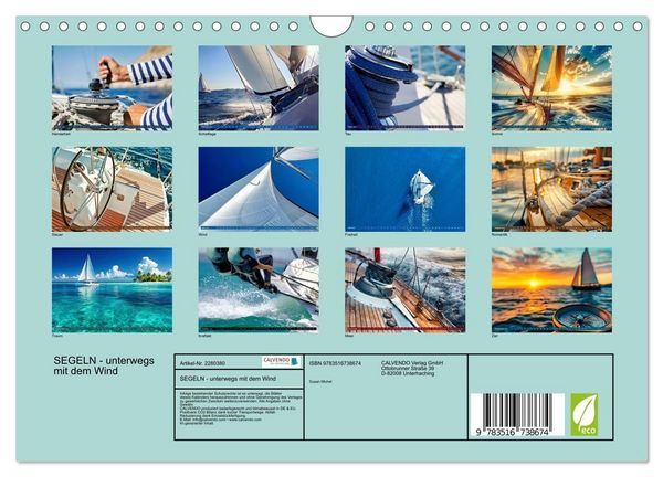 Produktbild: SEGELN - unterwegs mit dem Wind (Wandkalender 2026 DIN A4 quer), CALVENDO Monatskalender