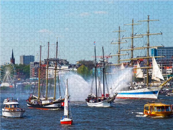 Produktbild: CALVENDO Puzzle Historische Segelschiffe im Hamburger Hafen w&auml;hrend des 817. Hafengeburtstags | 1000 Teile Lege-Gr&ouml;&szlig;e 64x48cm Foto-Puzzle f&uuml;r gl&uuml;cklic