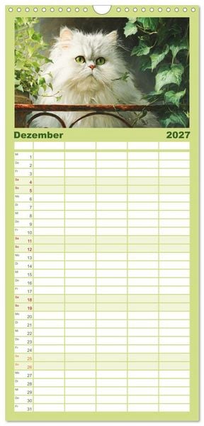 Produktbild: Familienplaner 2027 - Perserkatzen. Flauschige Momente in kunstvoller &Ouml;loptik mit 5 Spalten (Wandkalender, 21 x 45 cm) CALVENDO