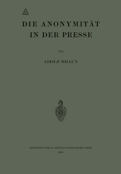 Produktbild: Die Anonymit&auml;t in der Presse