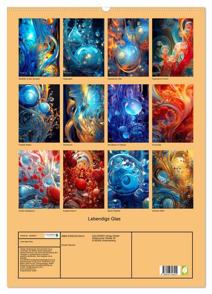 Produktbild: Lebendigs Glas (Wandkalender 2026 DIN A2 hoch), CALVENDO Monatskalender