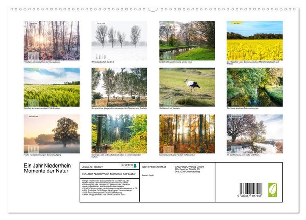 Produktbild: Ein Jahr Niederrhein Momente der Natur (hochwertiger Premium Wandkalender 2026 DIN A2 quer), Kunstdruck in Hochglanz
