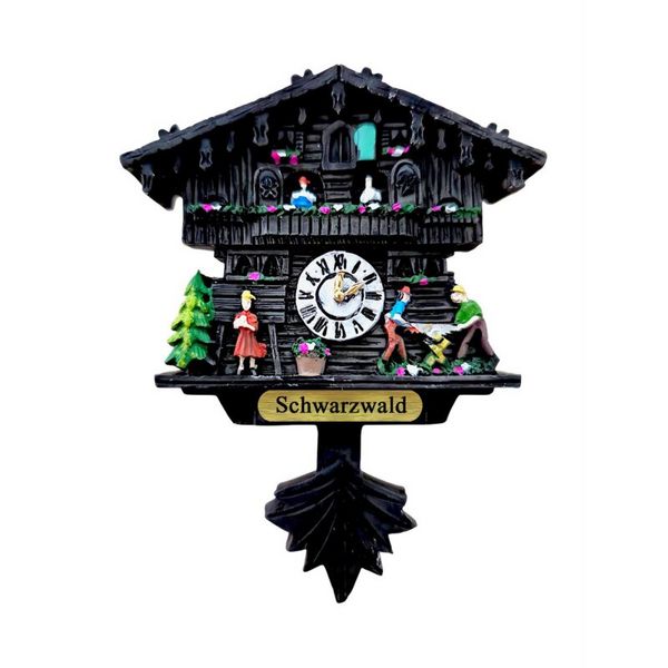 Produktbild: Kuckucksuhr Magnet schwarz Holzf&auml;ller Schwarzwald