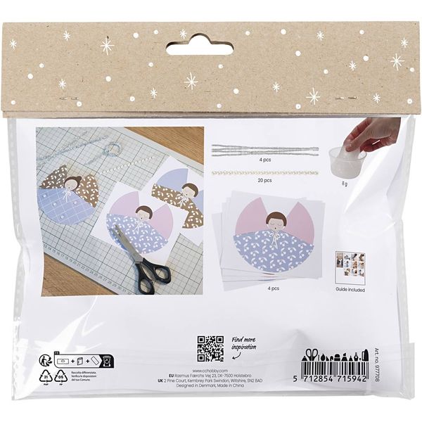 Produktbild: Creativ Company DIY Mini Kreativ Set Papierdeko, 4 x Engel, sortierte Farben